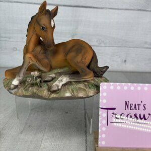 1982 Masterpiece By Homco RESTING HORSE Colt Foal Mexico Porcelain 6"T Figurine